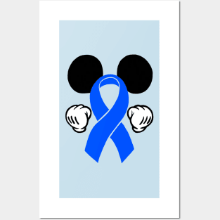 Mouse Ear Awareness Ribbon (Blue) Posters and Art